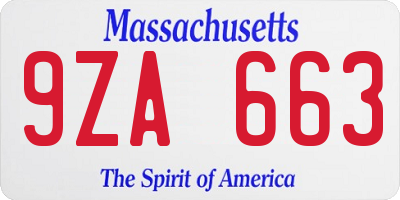 MA license plate 9ZA663