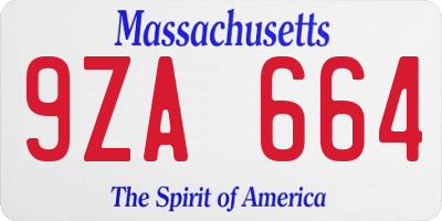 MA license plate 9ZA664