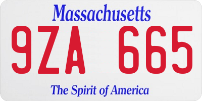 MA license plate 9ZA665