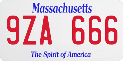 MA license plate 9ZA666