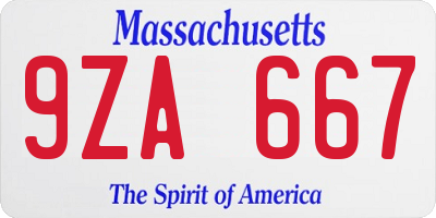 MA license plate 9ZA667