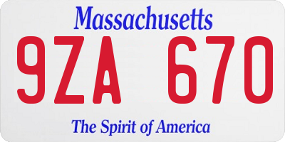 MA license plate 9ZA670