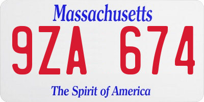 MA license plate 9ZA674