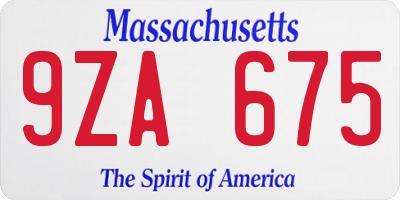 MA license plate 9ZA675