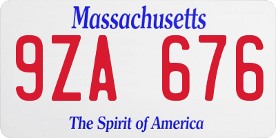 MA license plate 9ZA676
