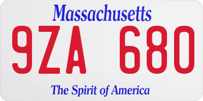 MA license plate 9ZA680