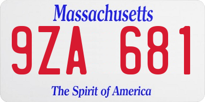 MA license plate 9ZA681
