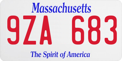 MA license plate 9ZA683