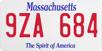 MA license plate 9ZA684