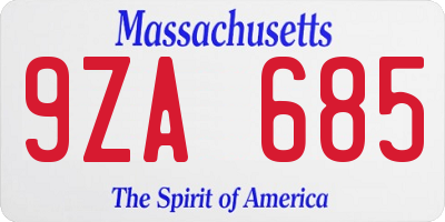 MA license plate 9ZA685