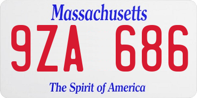 MA license plate 9ZA686