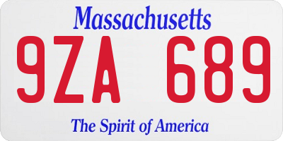 MA license plate 9ZA689