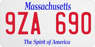 MA license plate 9ZA690