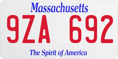MA license plate 9ZA692