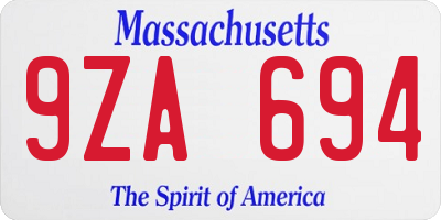 MA license plate 9ZA694