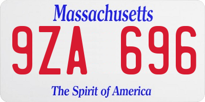 MA license plate 9ZA696