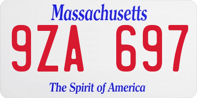 MA license plate 9ZA697