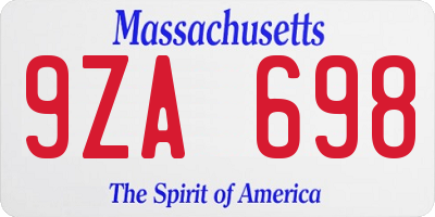 MA license plate 9ZA698