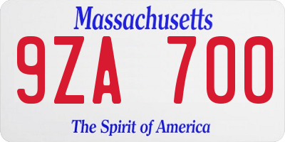 MA license plate 9ZA700