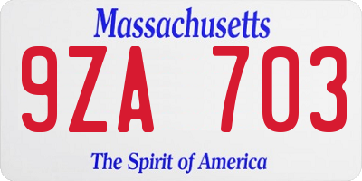 MA license plate 9ZA703