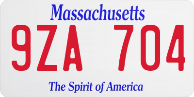MA license plate 9ZA704