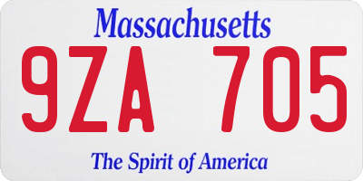 MA license plate 9ZA705