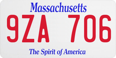 MA license plate 9ZA706