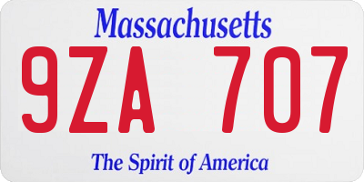MA license plate 9ZA707