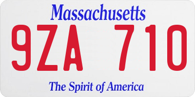 MA license plate 9ZA710