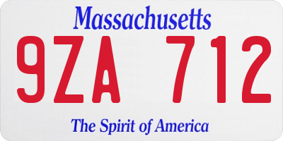 MA license plate 9ZA712