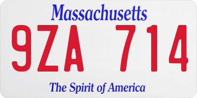 MA license plate 9ZA714