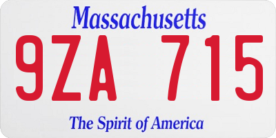 MA license plate 9ZA715