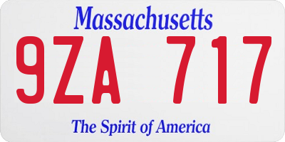 MA license plate 9ZA717