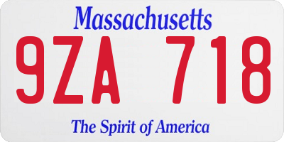 MA license plate 9ZA718