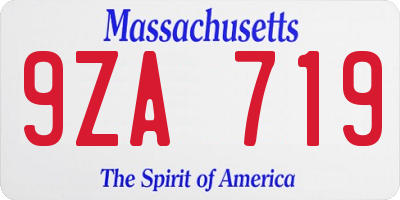 MA license plate 9ZA719