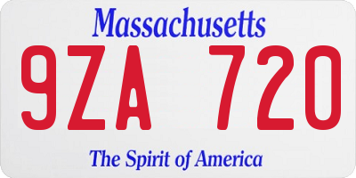 MA license plate 9ZA720