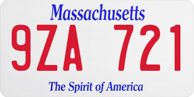 MA license plate 9ZA721