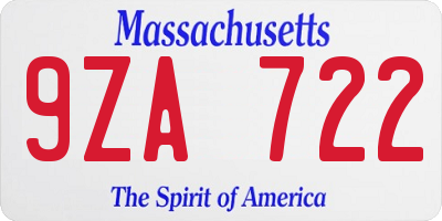 MA license plate 9ZA722