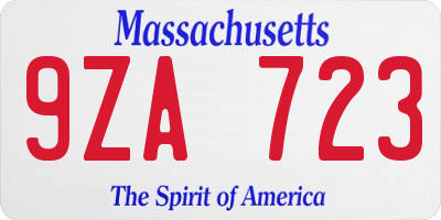 MA license plate 9ZA723