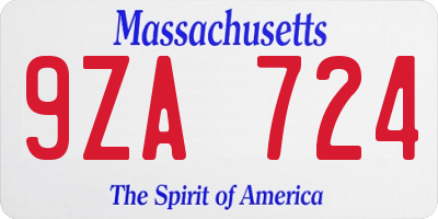 MA license plate 9ZA724