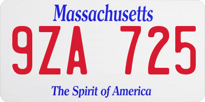 MA license plate 9ZA725