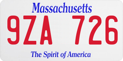 MA license plate 9ZA726