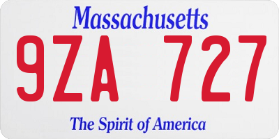 MA license plate 9ZA727