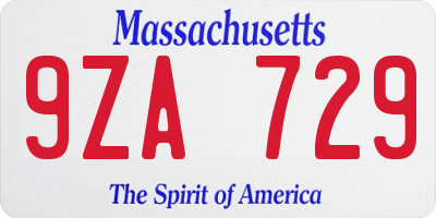 MA license plate 9ZA729