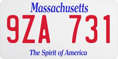 MA license plate 9ZA731