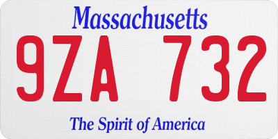 MA license plate 9ZA732