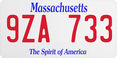 MA license plate 9ZA733