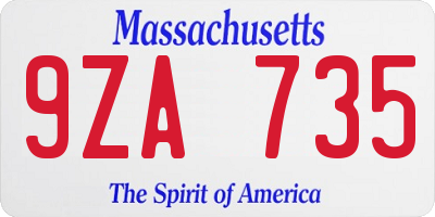 MA license plate 9ZA735