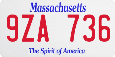 MA license plate 9ZA736