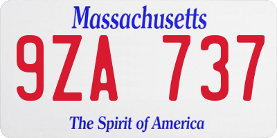 MA license plate 9ZA737